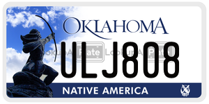 ULJ808  license plate in OK