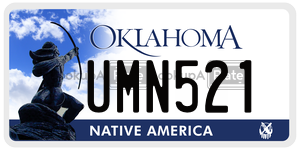 UMN521  license plate in OK