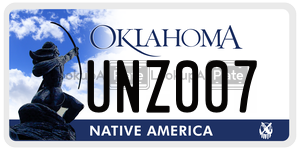 UNZ007  license plate in OK