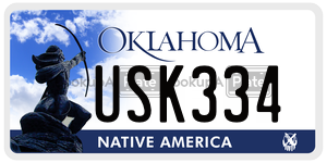USK334  license plate in OK