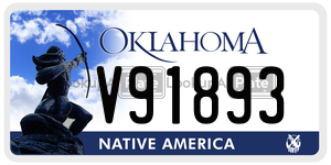 V91893  license plate in OK