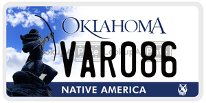 VAR086  license plate in OK