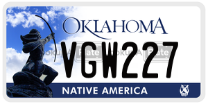 VGW227  license plate in OK