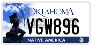 VGW896  license plate in OK