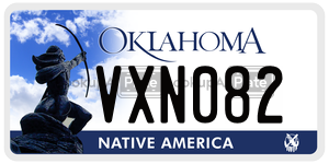 VXN082  license plate in OK