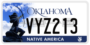 VYZ213 license plate in Oklahoma