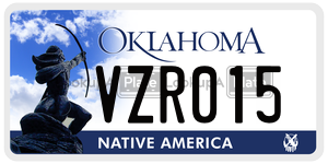VZR015  license plate in OK