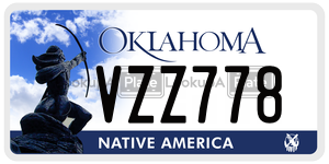 VZZ778  license plate in OK