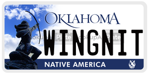 WINGNIT  license plate in OK