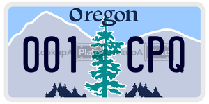 001CPQ  license plate in OR