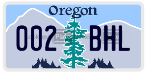 002BHL  license plate in OR
