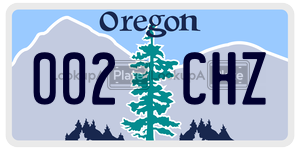 002CHZ license plate in Oregon
