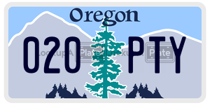 020PTY license plate in Oregon