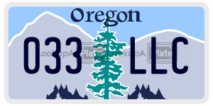 033LLC license plate in Oregon
