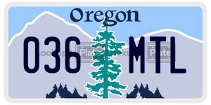 036MTL license plate in Oregon