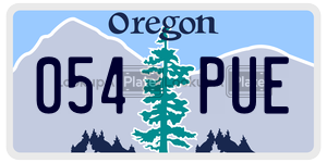 054PUE license plate in Oregon