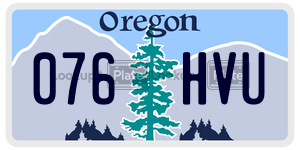 076HVU  license plate in OR