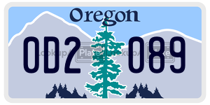0D2089  license plate in OR