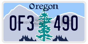 0F3490  license plate in OR