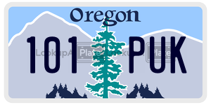 101PUK  license plate in OR