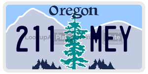 211MEY license plate in Oregon