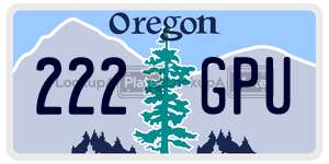 222GPU  license plate in OR