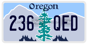 236QED license plate in Oregon