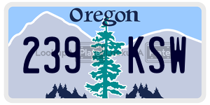 239KSW license plate in Oregon