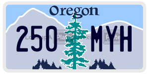 250MYH license plate in Oregon