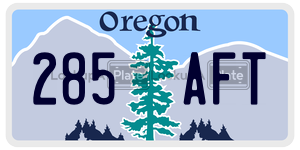 285AFT license plate in Oregon