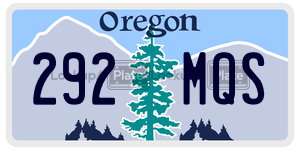 292MQS license plate in Oregon