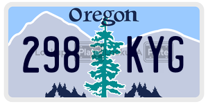 298KYG  license plate in OR