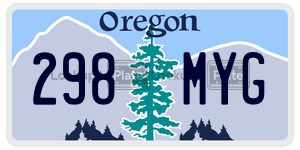 298MYG  license plate in OR