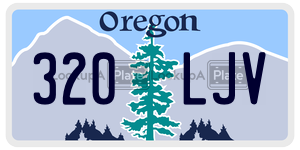 320LJV license plate in Oregon