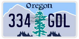334GDL license plate in Oregon