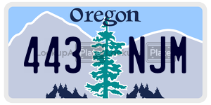 443NJM license plate in Oregon
