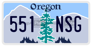551NSG license plate in Oregon