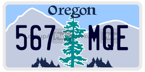 567MQE license plate in Oregon