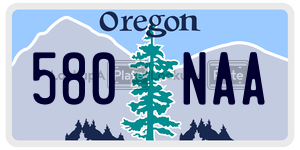 580NAA license plate in Oregon