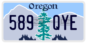 589QYE  license plate in OR