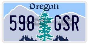 598GSR license plate in Oregon