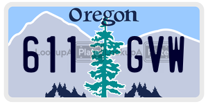 611GVW  license plate in OR