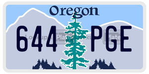 644PGE license plate in Oregon