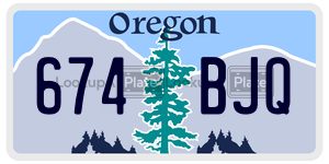 674BJQ  license plate in OR