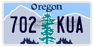 702KUA license plate in Oregon