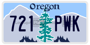 721PWK license plate in Oregon