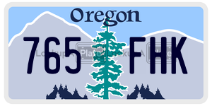 765FHK  license plate in OR