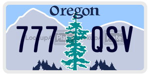 777QSV  license plate in OR