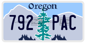 792PAC license plate in Oregon