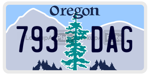 793DAG license plate in Oregon